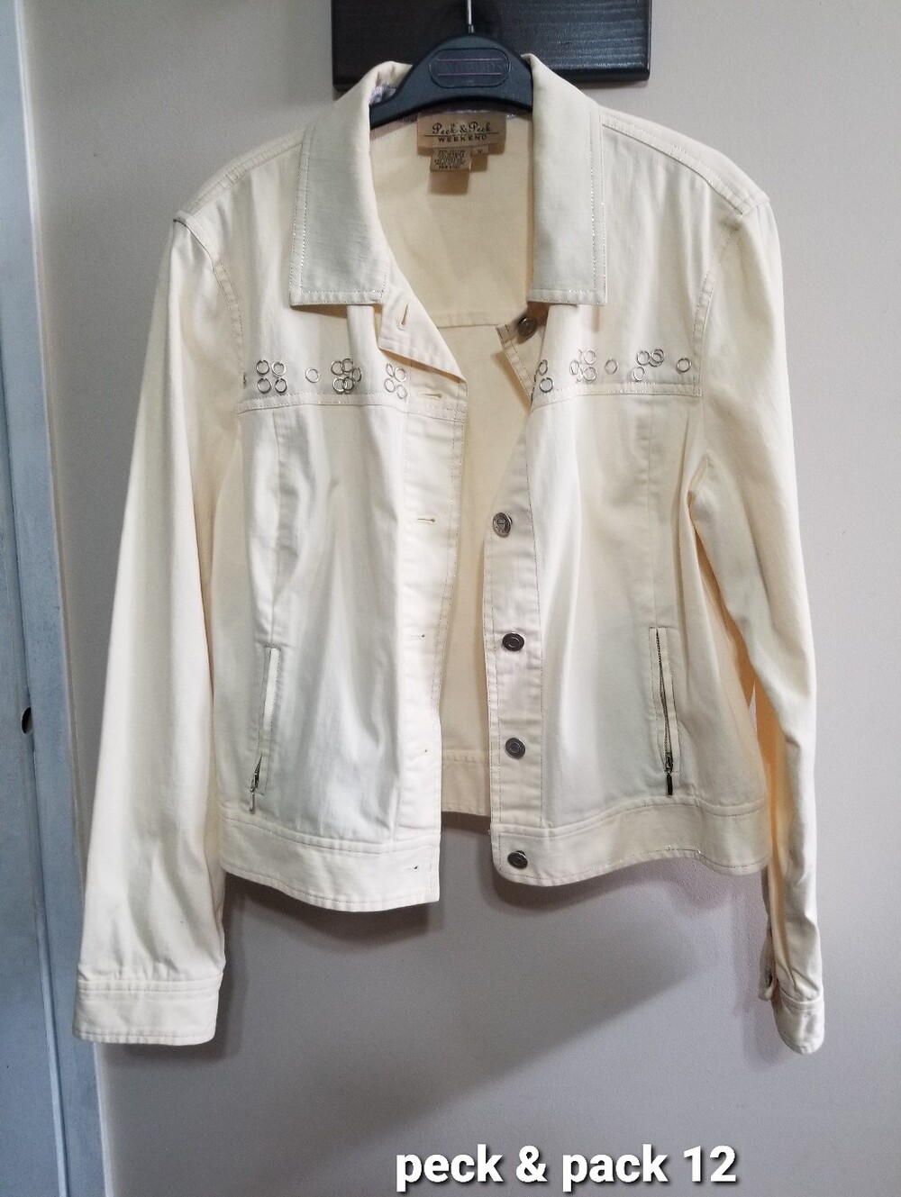 Peck & Peck Jean Jacket Yellow Button-Front 12